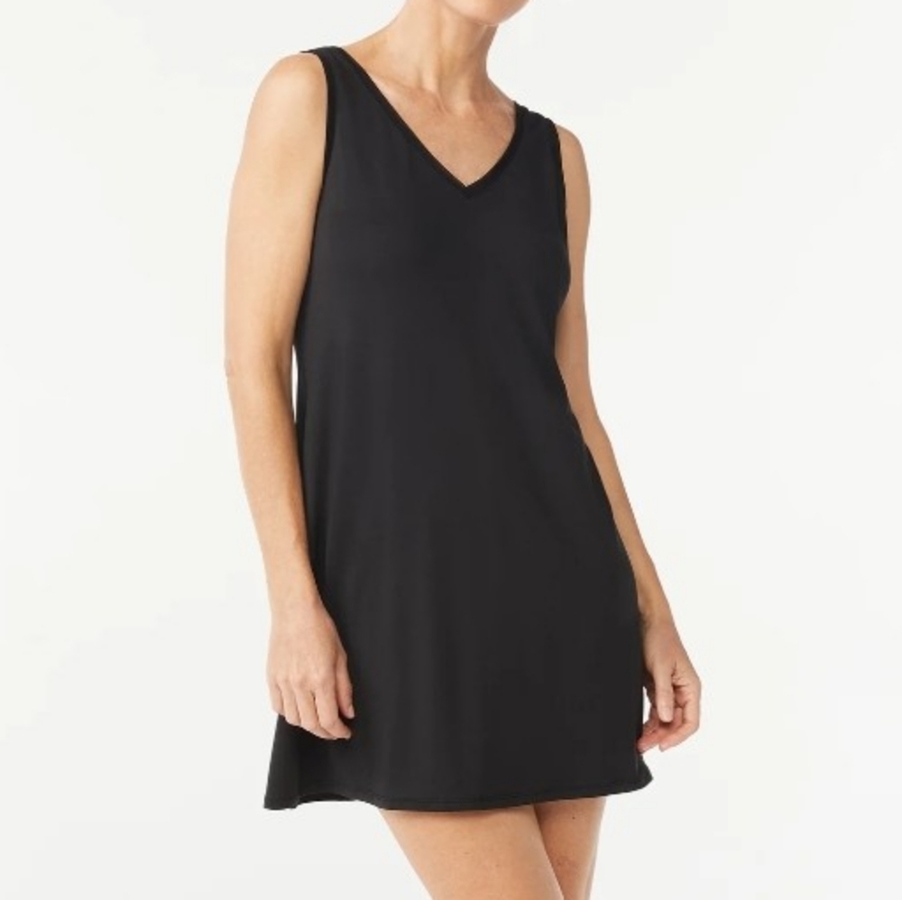 Joyspun Women’s Black Mesh Trim Knit Sleep Chemise Size 2X